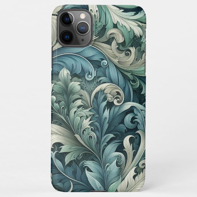 Slate Blue Aquamarin Green Grey Paisley Art Patter iPhone Hülle (Rückseite)