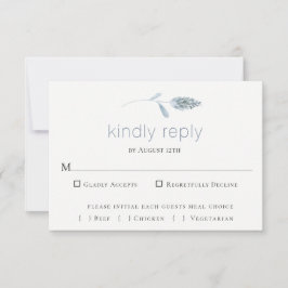 Slate Blue Botanical Wedding RSVP Card Karte