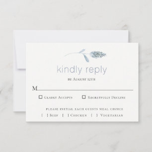 Slate Blue Botanical Wedding RSVP Card Karte