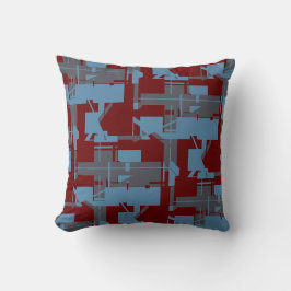 Slate Blue Burgundy Taupe Geometric Art Labyrinth Kissen