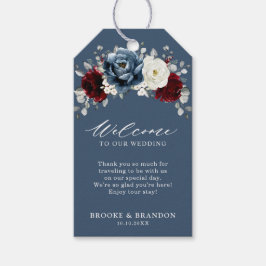 Slate Blue Burgundy White Ivory Wedding Willkommen Geschenkanhänger