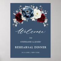 Slate Blue Burgundy White Probe Dinner Willkommen