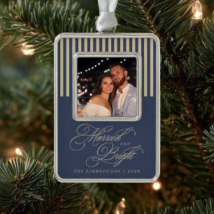 Slate Blue Champagner Hochzeitsfoto Rahmen-Ornament Silber