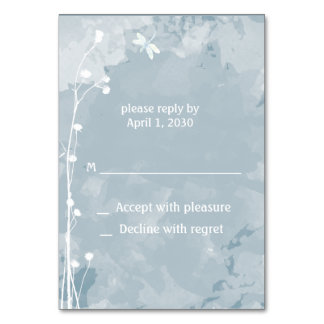 Slate Blue Dragonfly White Blume Hochzeit RSVP Tischnummer
