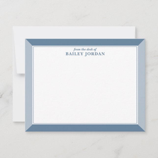 Slate Blue & Dusty Blue Frame Men Stationery Mitteilungskarte (Vorderseite)