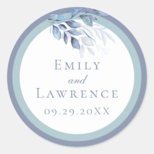 Slate Blue Eucalyptus Wedding Sticker