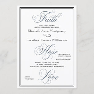 Slate Blue Faith Hope Liebe Christlich Hochzeit Einladung