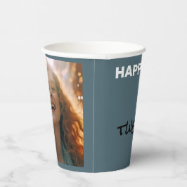 Slate Blue Happy Birthday Paper Cups Pappbecher