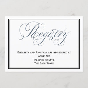 Slate-Blue-Hochzeits-Registrierungskarte Einladung