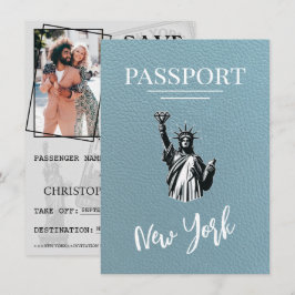 Slate Blue New York City Passport Save the Date