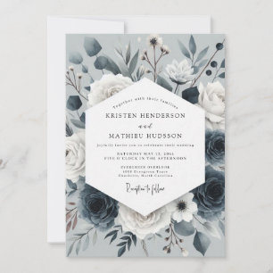 Slate Blue Nocturne Blütenhochzeit Einladung