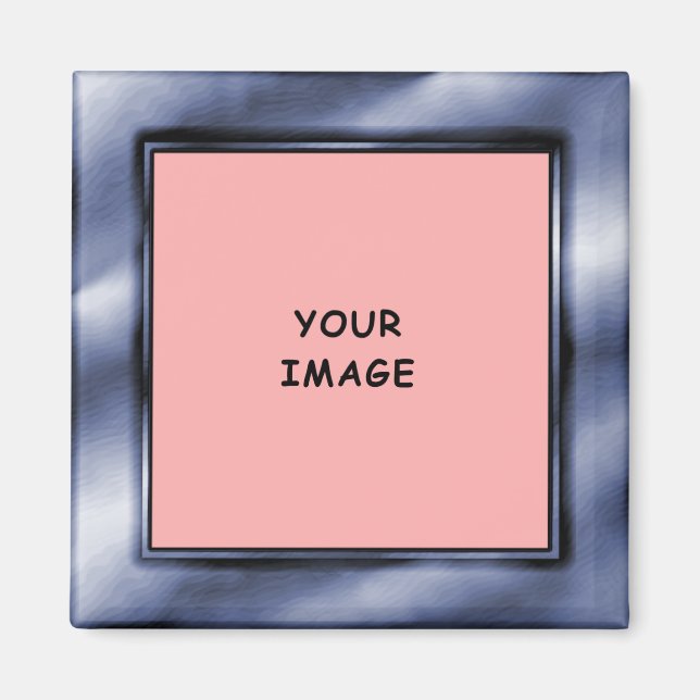 Slate Blue Ombre Foto Frame Style Border Magnet (Vorne)