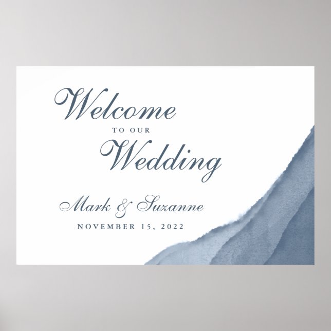 Slate Blue Ombre Wasserfarbe Willkommen bei unsere Poster (Vorne)