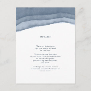 Slate Blue Ombre Watercolor Wedding Insert