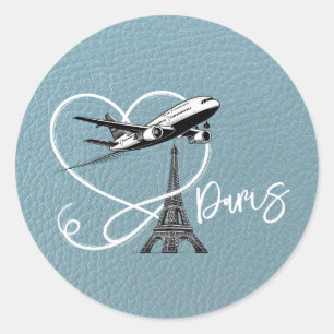 Slate Blue Paris Passport Runder Aufkleber