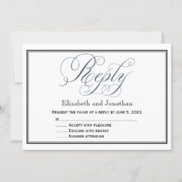 Slate Blue Script Reply UAWG Enclosure Card Einladung
