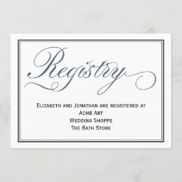 Slate Blue Script Wedding Registry Enclosure Card Einladung