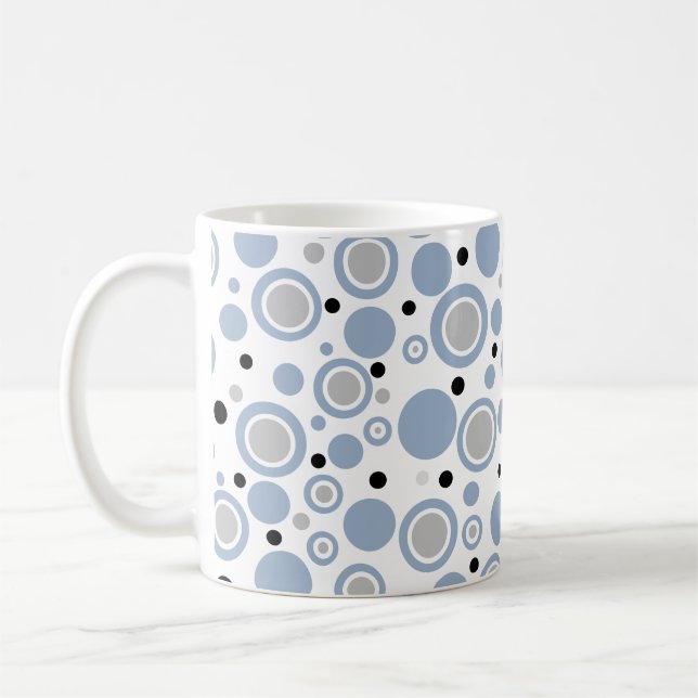 Slate Blue Silver Black Geometric CIrcles Kaffeetasse (Links)