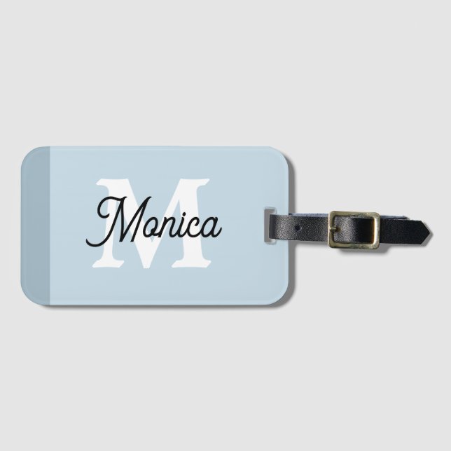 Slate Blue Simple Individuelle Name Monogram Moder Gepäckanhänger (Vorderseite (Horizontal))