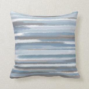 Slate Blue Taupe Abstrakte Streifen Kissen