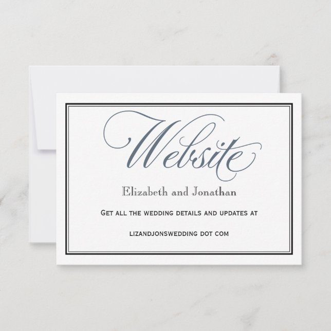 Slate Blue Wedding Website Umschließungskarte Einladung (Vorderseite)