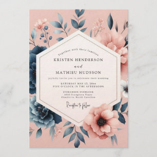 Slate Blush Traumhafte Flora-Hochzeit Einladung