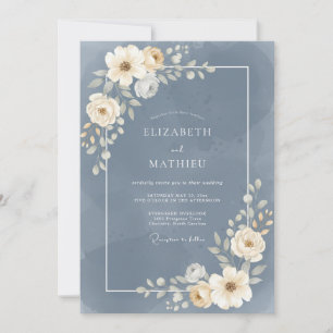 Slate-Blüten-Hochzeit Einladung