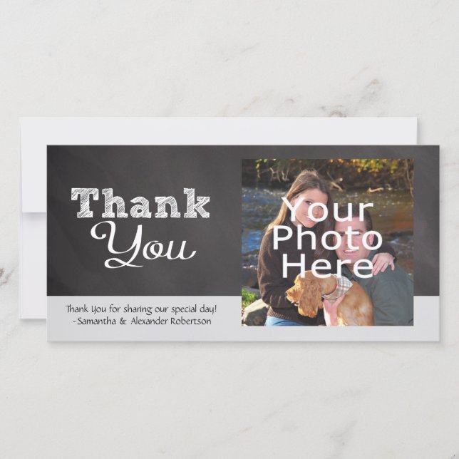 Slate Chalkboard look Wedding Danke (Vorderseite)