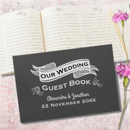 Slate Gray Chalk Style Wedding Guest Book Gästebuch