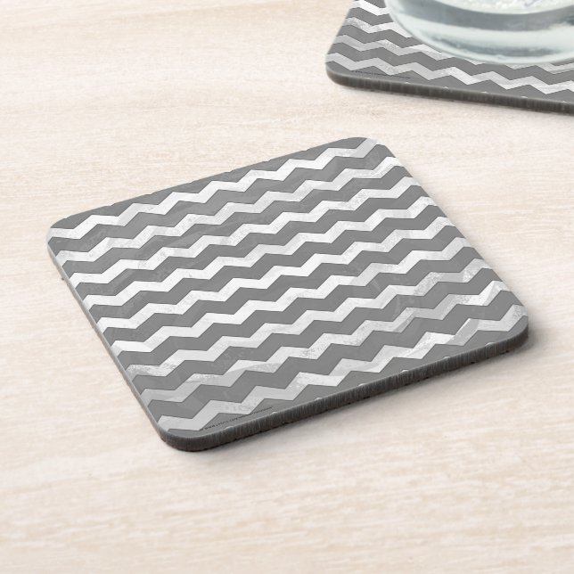 Slate Gray Chevron Pattern Getränkeuntersetzer (Linke Seite)