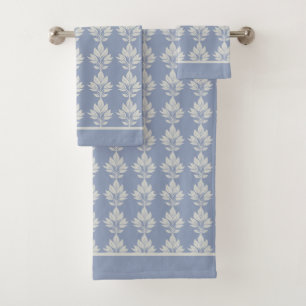 Slate Gray Elegant Leaf Pattern Badhandtuch Set