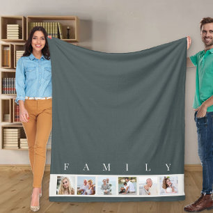 Slate Gray Modern Family 6 Picture Collage Foto Fleecedecke