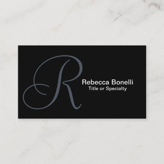 Slate Gray Monogram Consultant Business Card Visitenkarte (Vorderseite)