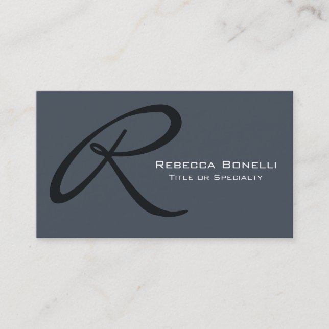 Slate Gray Monogram Consultant Business Card Visitenkarte (Vorderseite)