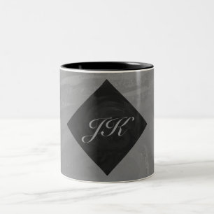 Slate Gray Monogram Zweifarbige Tasse