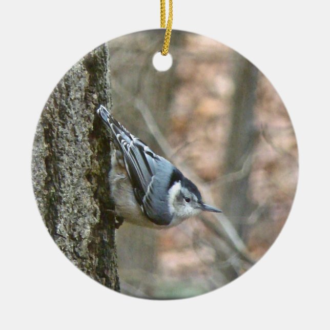 Slate Gray Nuthatch Christmas Songbird Ornament (Vorne)
