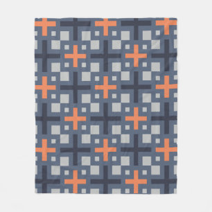 Slate Gray Orange Plus Square Grid Mosaik Muster Fleecedecke
