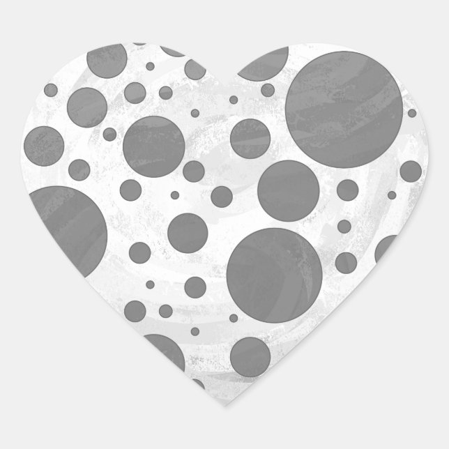 Slate Gray Polka Dot Pattern Herz-Aufkleber (Vorderseite)
