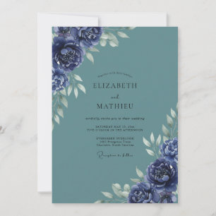 Slate Indigo Bloom Hochzeit Einladung