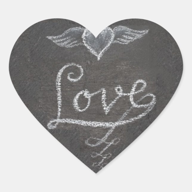 Slate Love in Chalk Heart Herz-Aufkleber (Vorderseite)