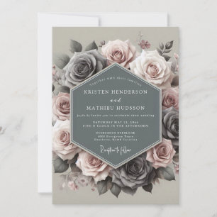 Slate & Mauve Düstere Rosenhochzeit Einladung