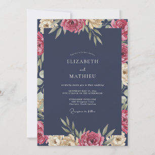 Slate Merlot Petal Hochzeit Einladung