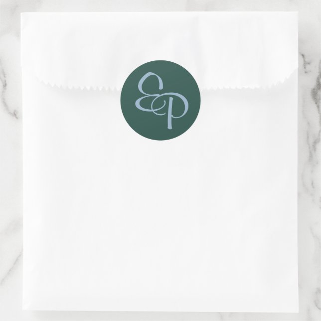 Slate on Forest Script Monogram Umschlag Aufkleber (Tasche)