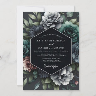 Slate Opulent Flora Hochzeit Einladung