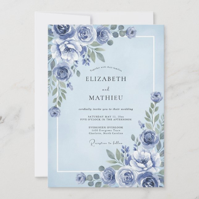 Slate Petal Hochzeit Einladung (Vorderseite)