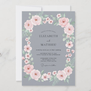 Slate Petal Pink Rosenhochzeit Einladung