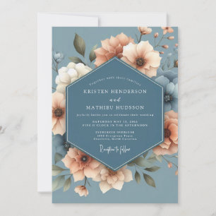 Slate & Pfirsich-Anemonen-Hochzeit Einladung