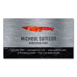 Slate Rock Fire Knife     Metallic Magnetische Visitenkarte