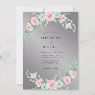 Slate Rose Blush Petal Hochzeit Einladung