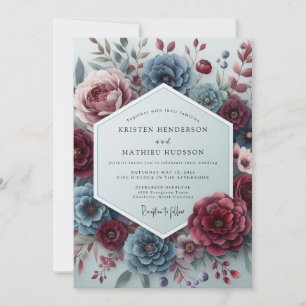 Slate Rouge Somber Flora Hochzeit Einladung